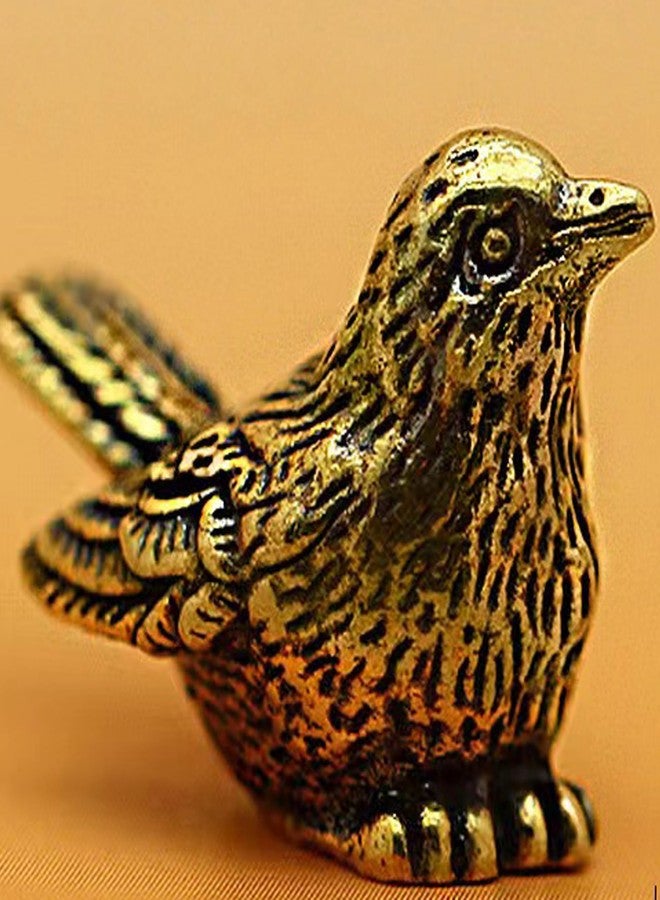 ALHBEJT 2pcs Brass Golden Bird Figurines Small Birds Statues Vintage Brass Bird Statue Retro Sparrow Figurine Home Decor Ornaments for Living Room, Bedroom, Office Desktop, Cabinets - Image 2